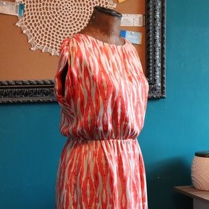Michael Kors Orange & Ivory Ikat Dress - Size M